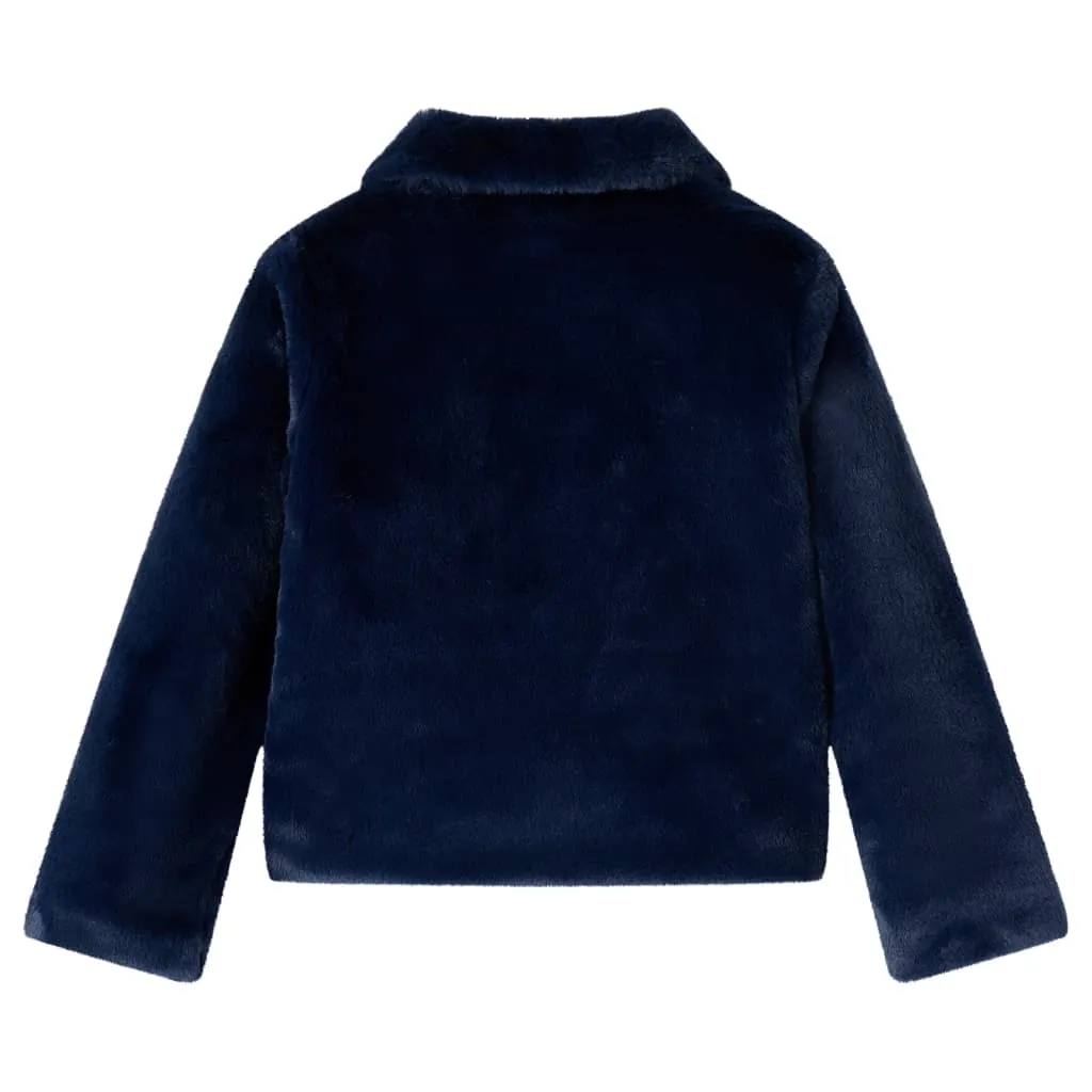 Kids' Navy Faux Fur Coat – Warm & Stylish Winter Jacket for Ages 5-6 | Size 116