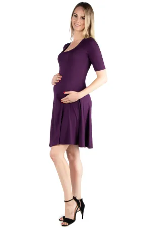 Knee Length A Line Elbow Sleeve Maternity Dress