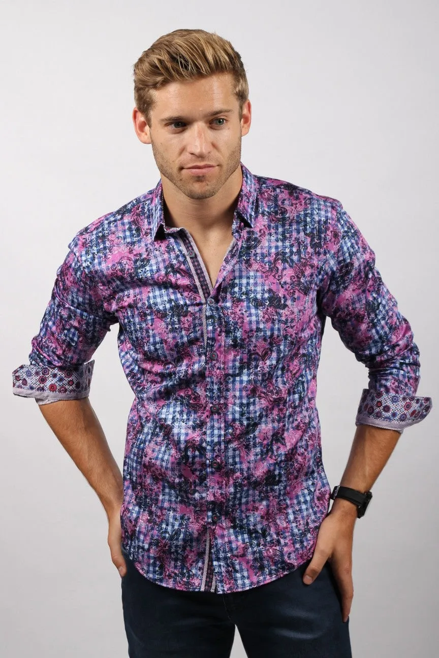 Lilac Button Down Print Shirt