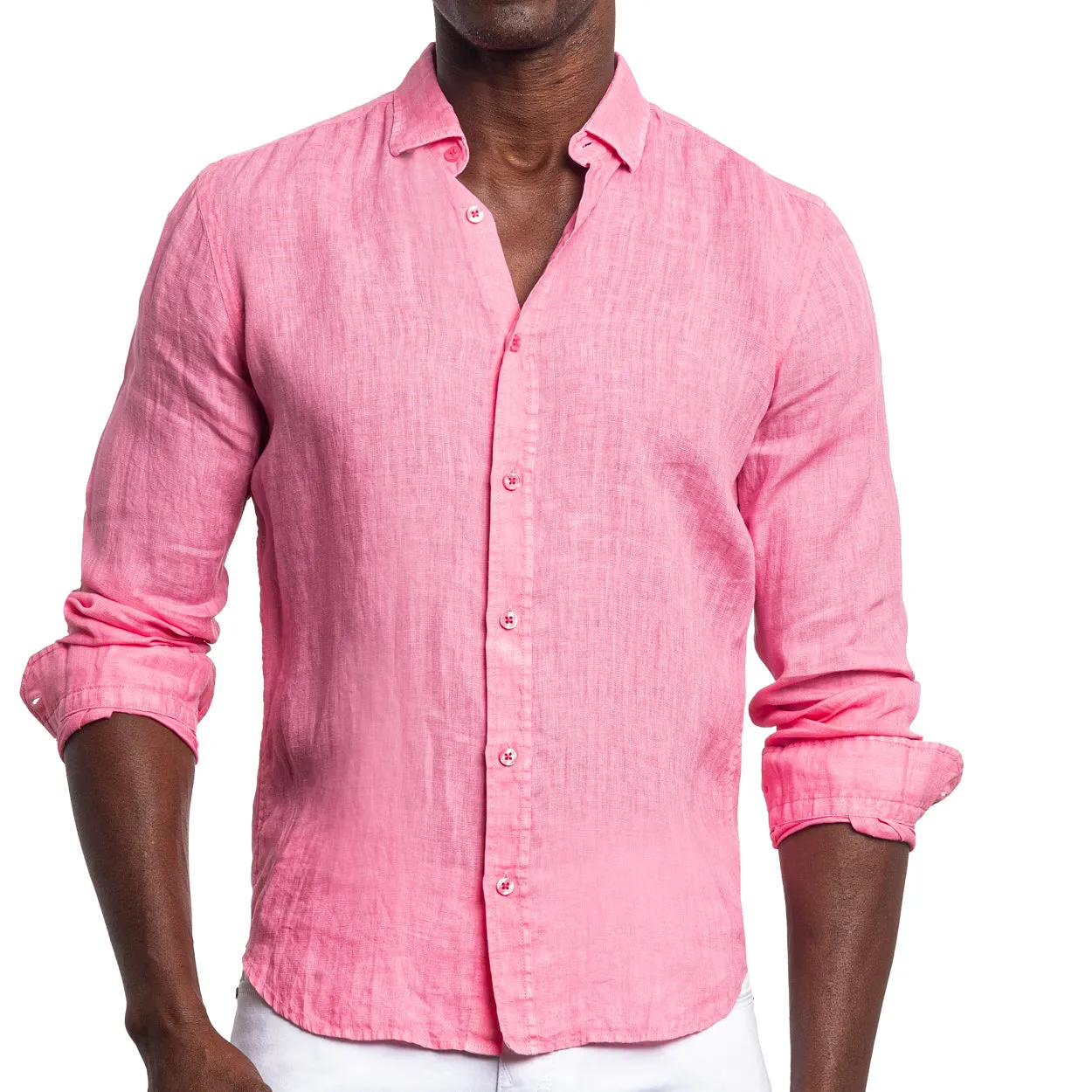 Linen Button Down Shirt - Pink