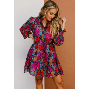 Maggie Floral Tie Waist Mini Dress