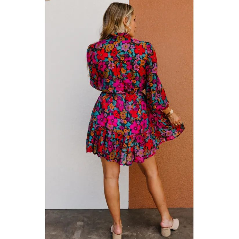 Maggie Floral Tie Waist Mini Dress