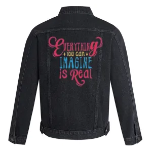 Mens EVERYTHING YOU CAN IMAGINE IS REAL Graphic Button Up Denim Jacket