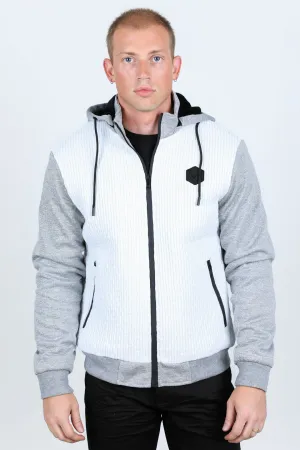 Mens Fur Lined Quilted Hooded Jacket - White