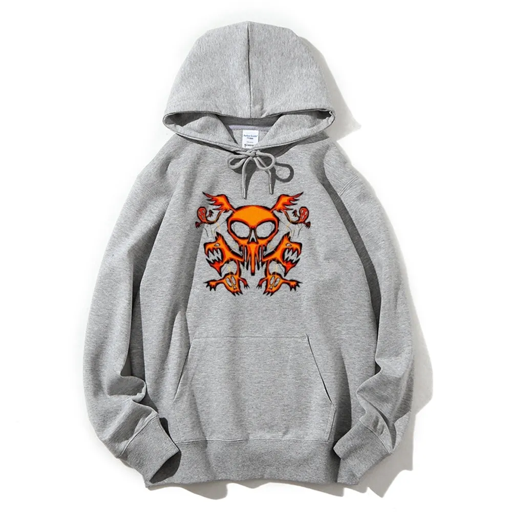 Mens Halloween Skeleton Fire Graphic Hoodies