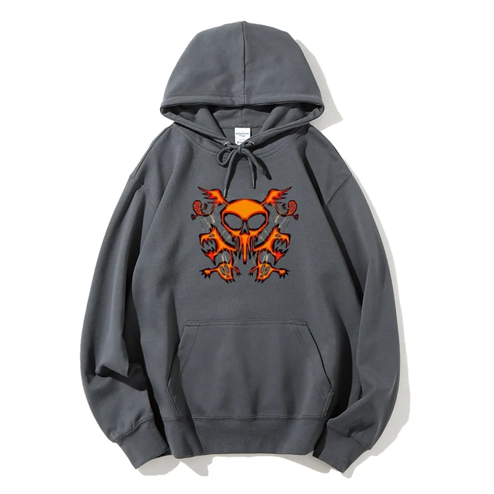 Mens Halloween Skeleton Fire Graphic Hoodies