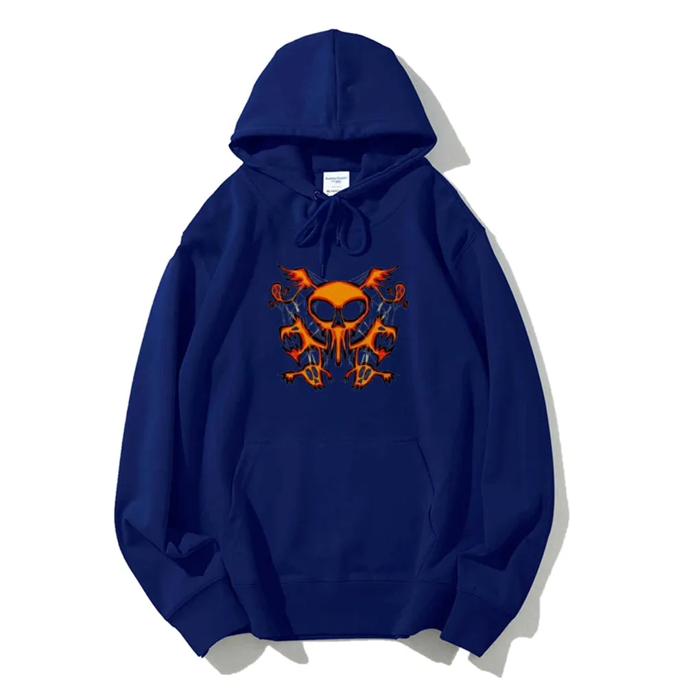 Mens Halloween Skeleton Fire Graphic Hoodies