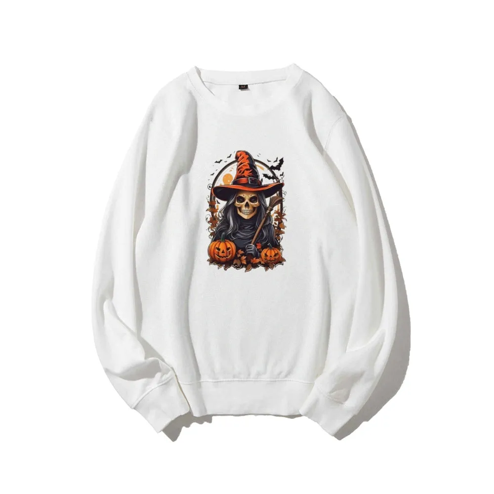 Mens Halloween Skeleton Pumpkins Graphic Sweatshirts