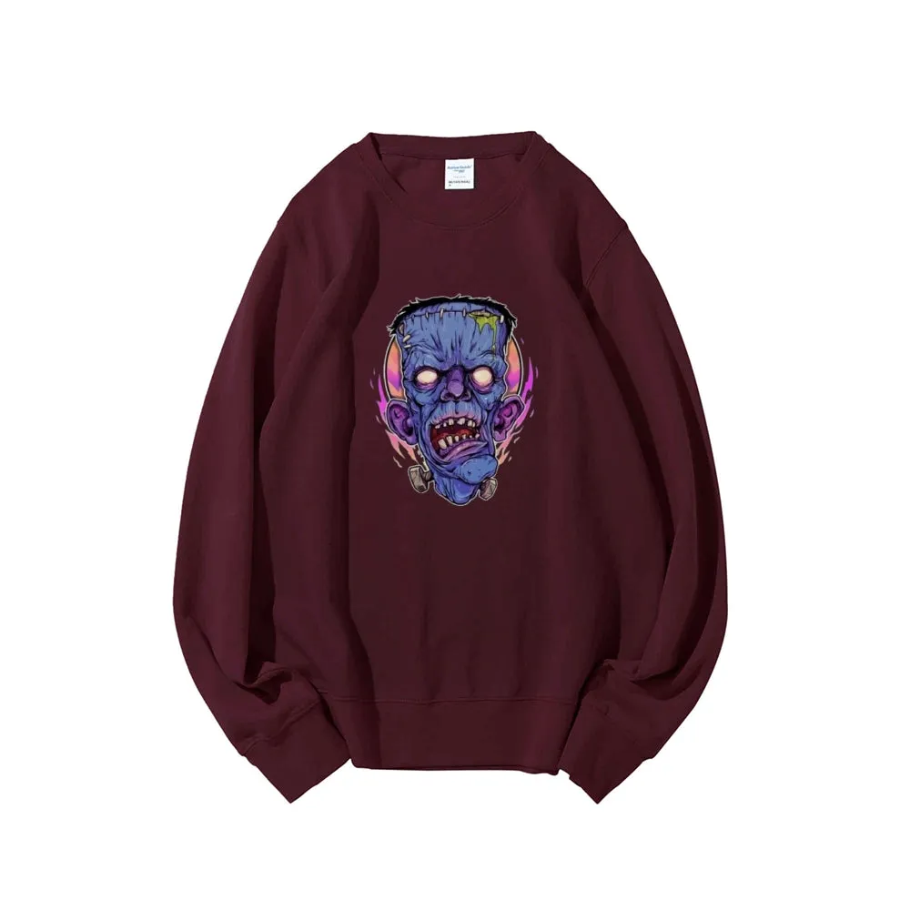 Mens Halloween Zombie Heads Graphic Sweatshirts