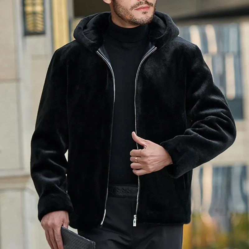 Men's Hooded Faux Fur Jacket 06456669YM