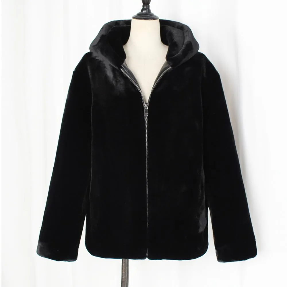 Men's Hooded Faux Fur Jacket 06456669YM