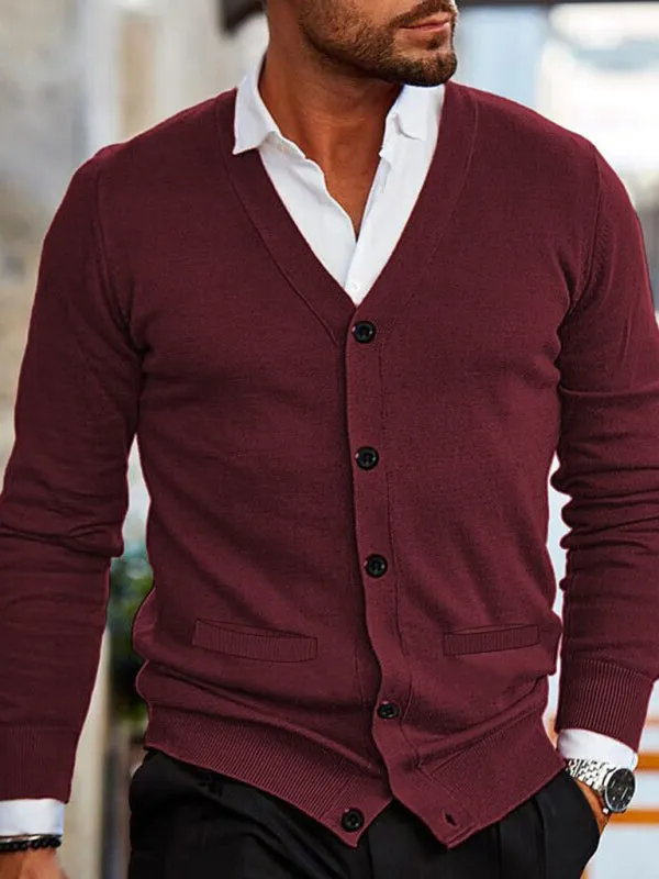 Men's V-neck long-sleeved slim cardigan jacket