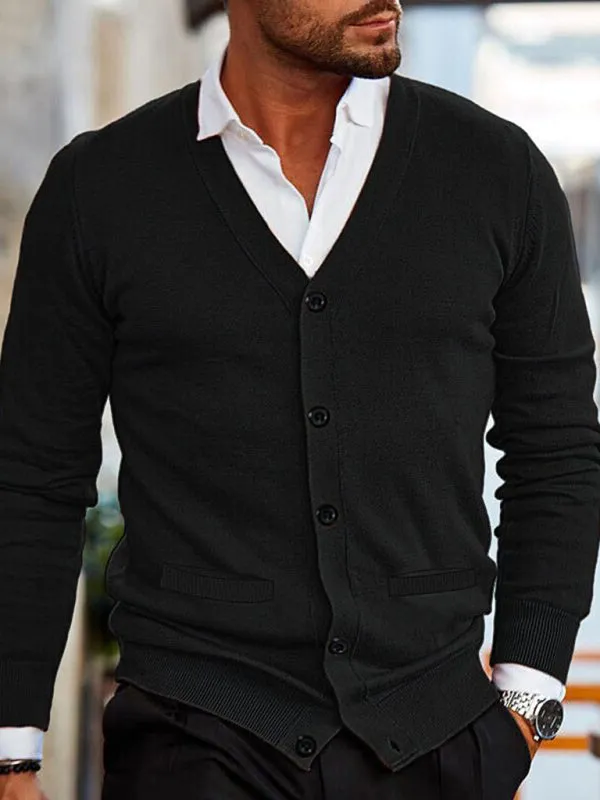 Men's V-neck long-sleeved slim cardigan jacket