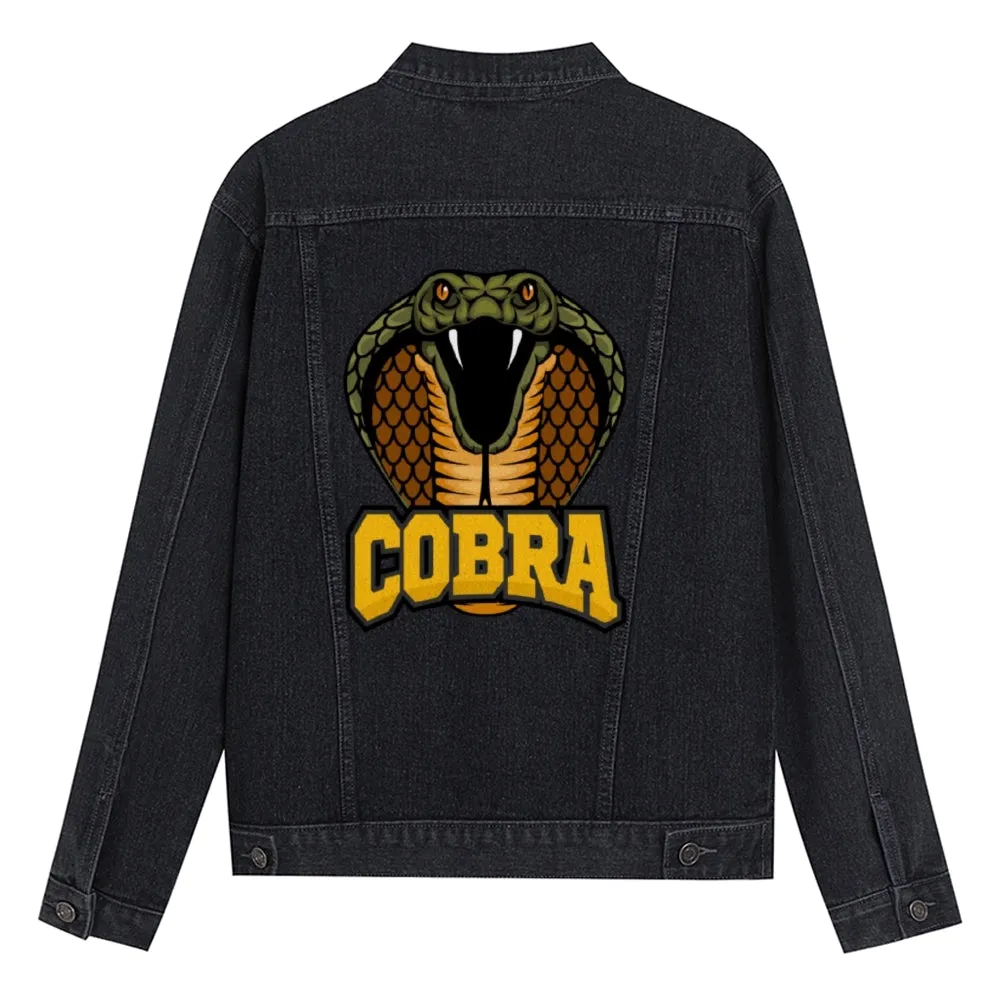 Mens Vintage Cartoon Prints COBRA Denim Jacket