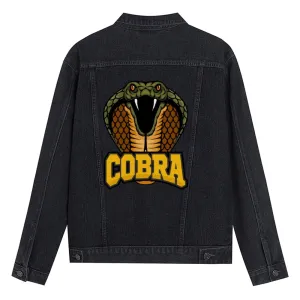 Mens Vintage Cartoon Prints COBRA Denim Jacket