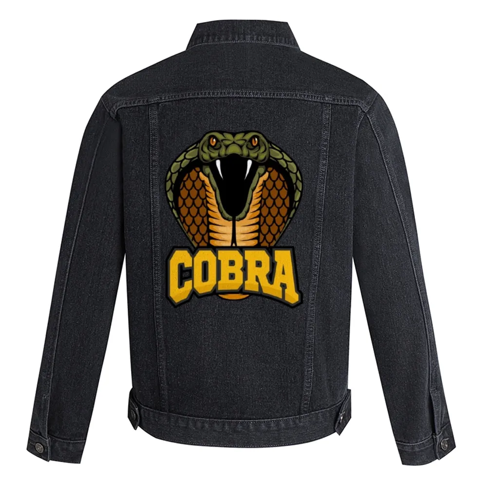 Mens Vintage Cartoon Prints COBRA Denim Jacket