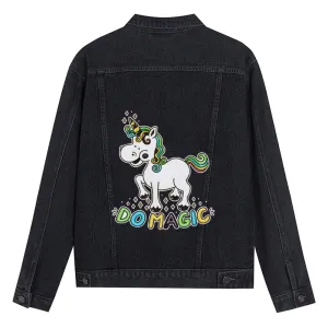 Mens Vintage Cartoon Prints DOMAGIC Denim Jacket