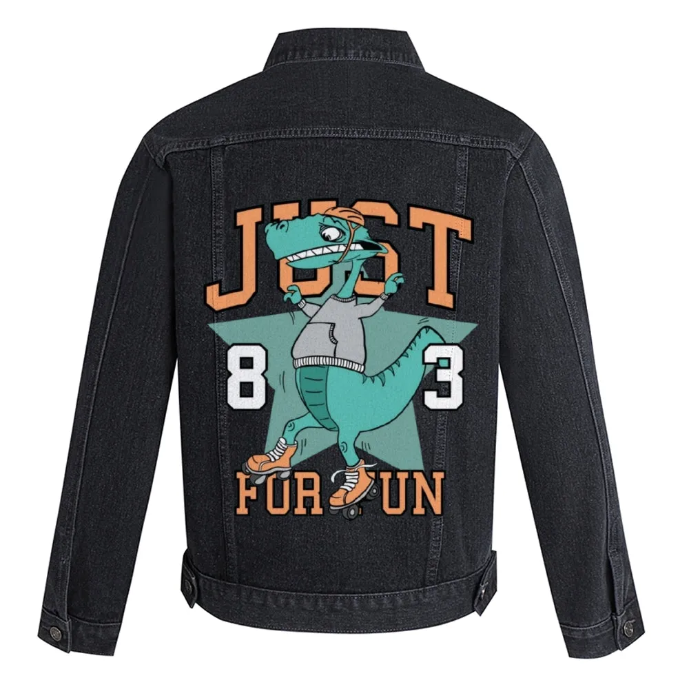 Mens Vintage Cartoon Prints Just For Fun 83 Denim Jacket