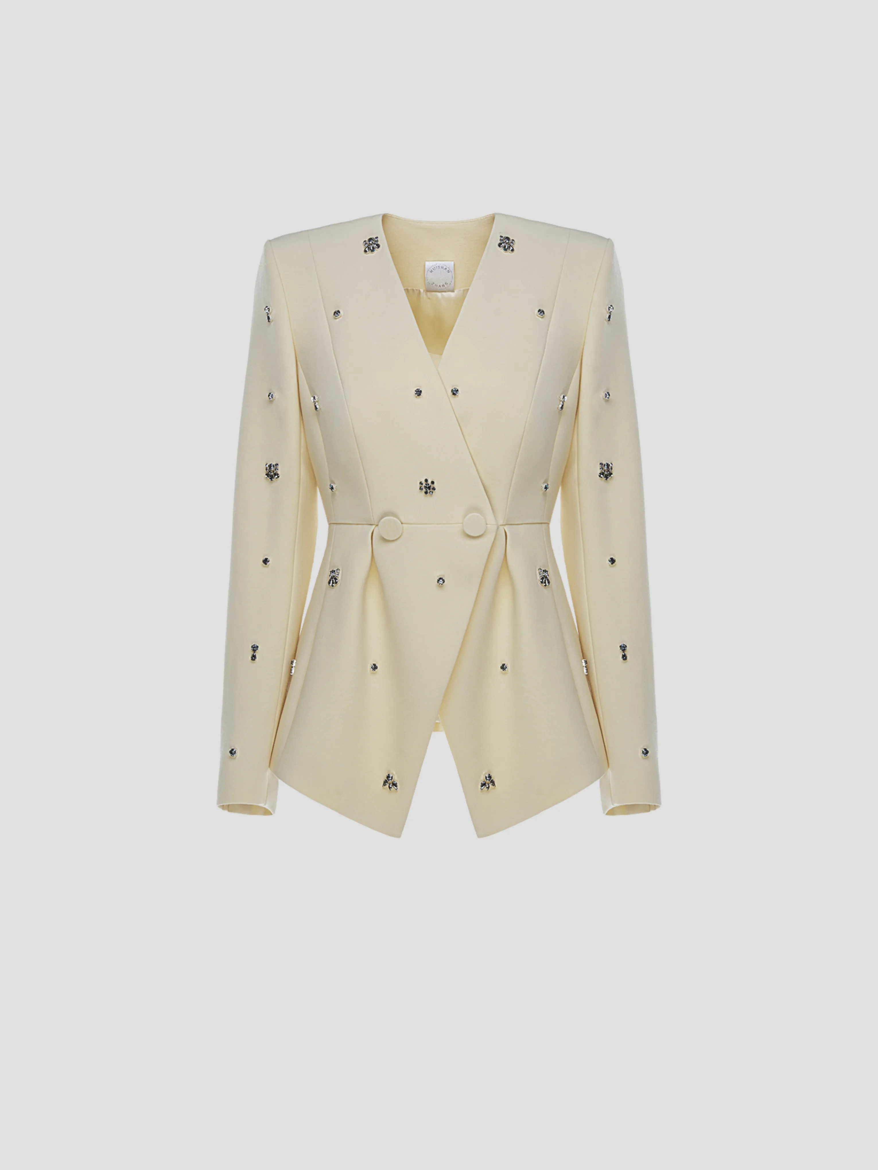 Milo Crystal-Embellished Crepe Blazer in Yellow