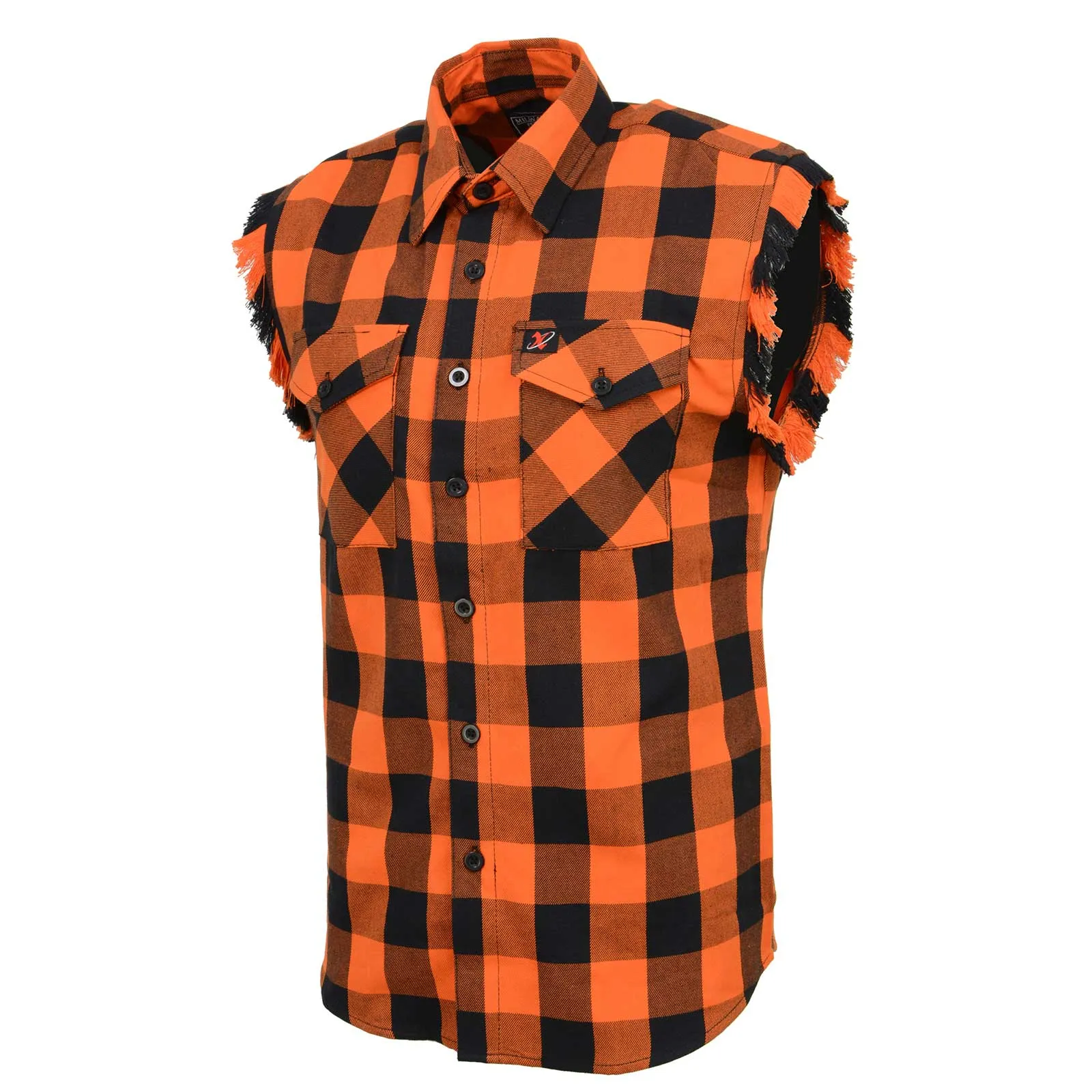 Milwaukee Leather MNG11698 Men’s Classic Black and Orange Button-Down