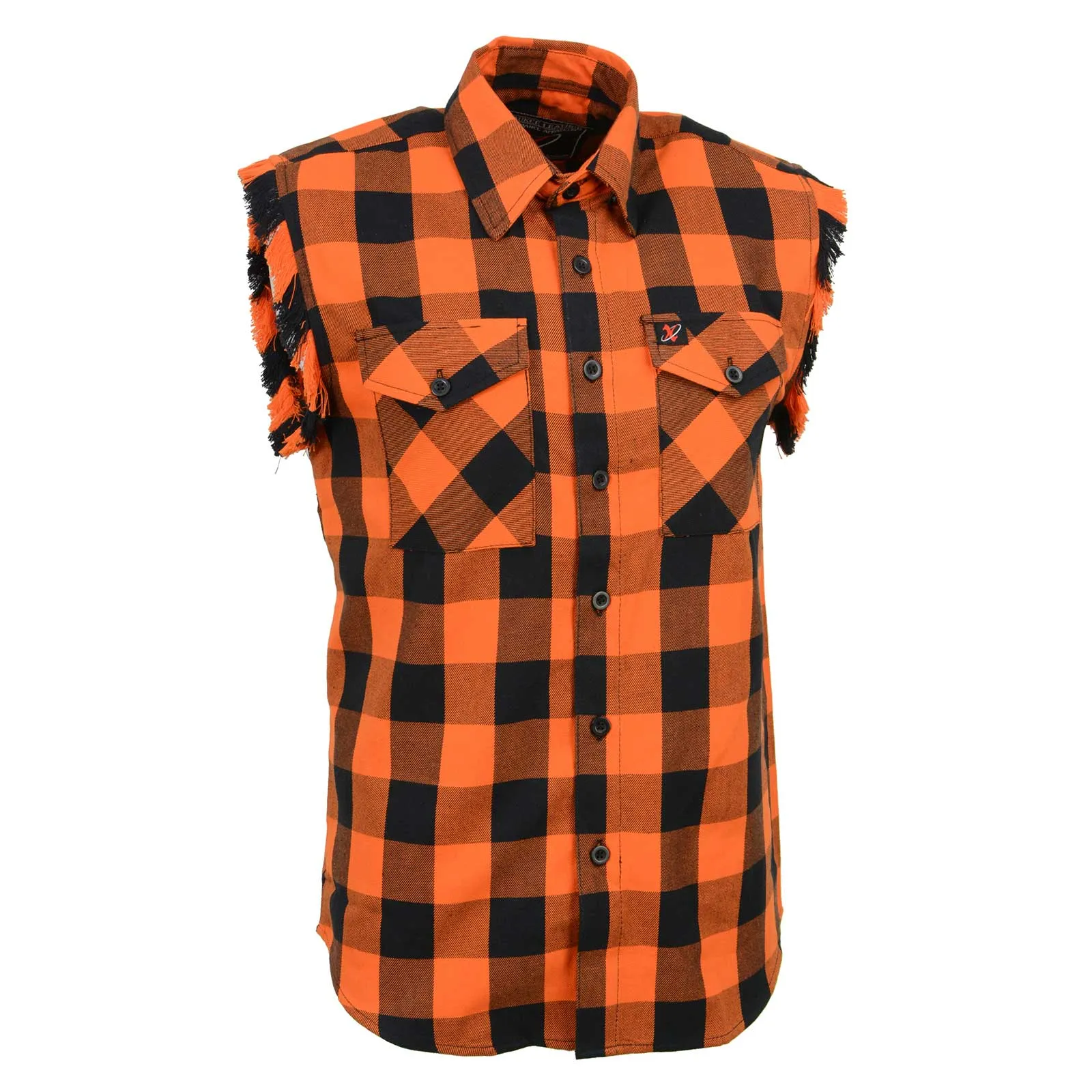 Milwaukee Leather MNG11698 Men’s Classic Black and Orange Button-Down