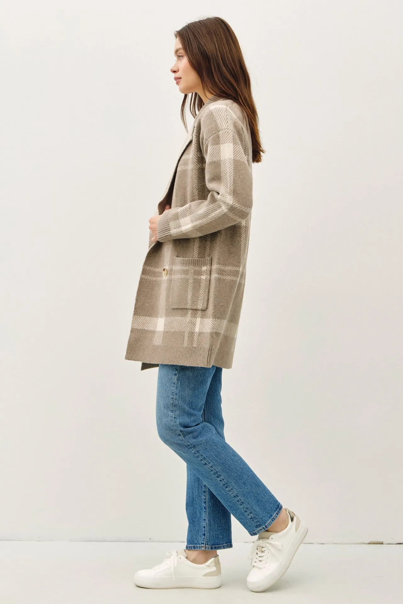 Mocha Plaid Cardy Jacket