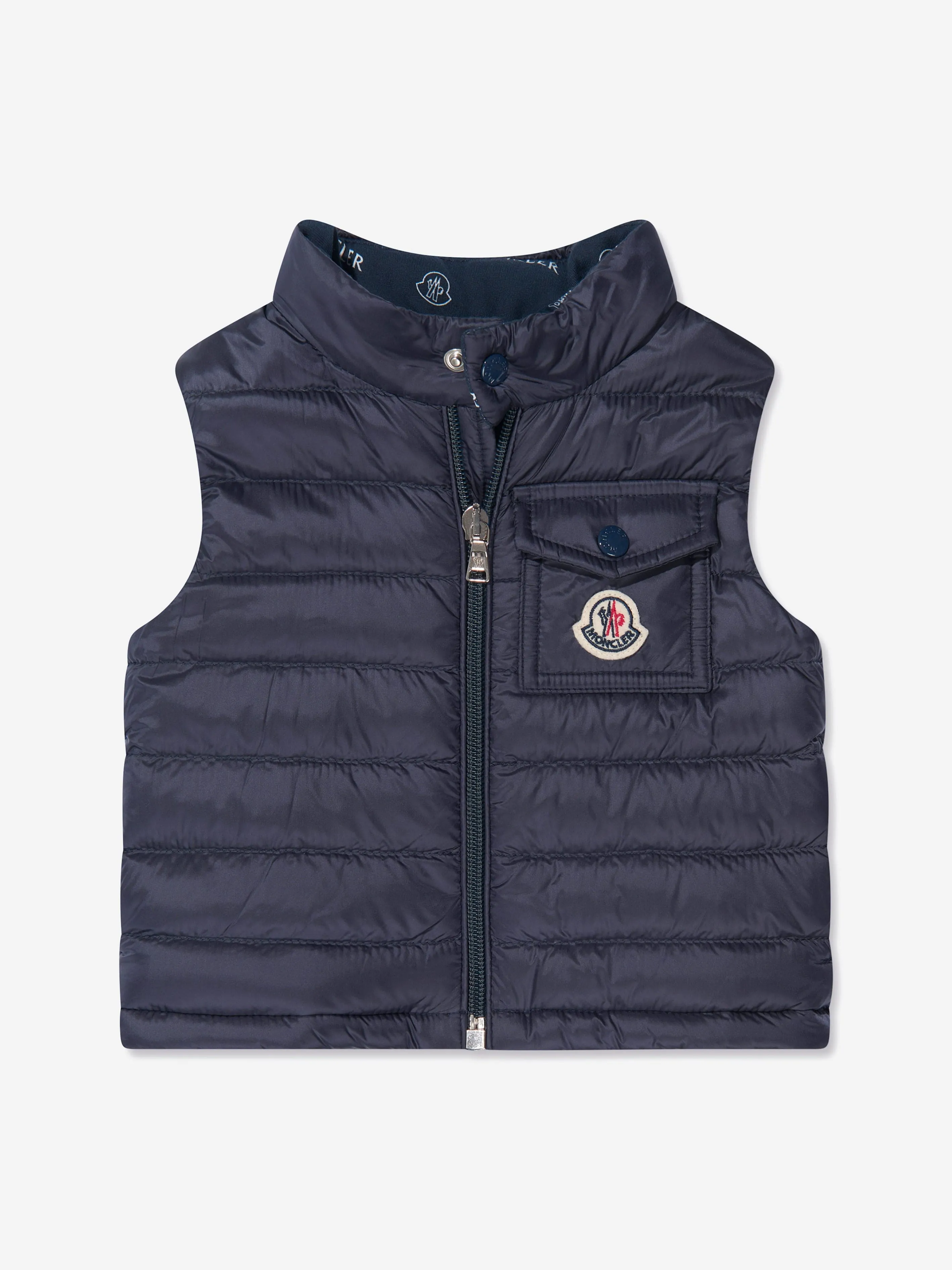 Moncler Enfant Baby Down Padded Vard Gilet in Navy