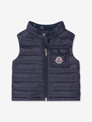 Moncler Enfant Baby Down Padded Vard Gilet in Navy