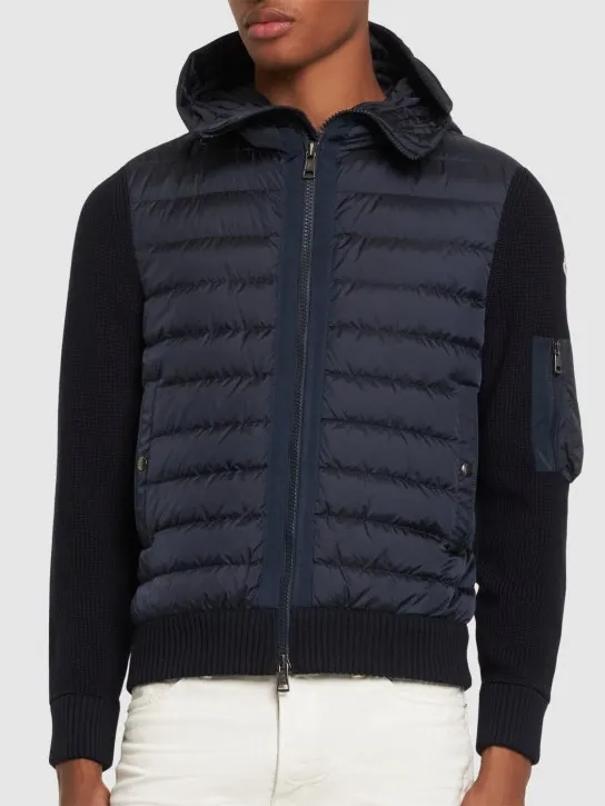 Moncler   Wool blend tricot down jacket 