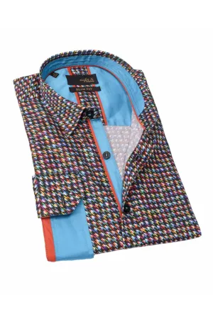 Multi Button Down Shirt With Blue Trim