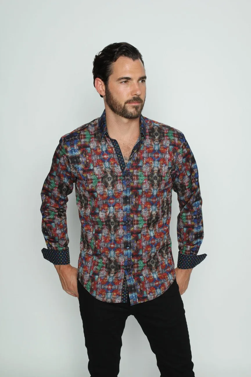 Multi Color Dark Paisley Button Down Shirt