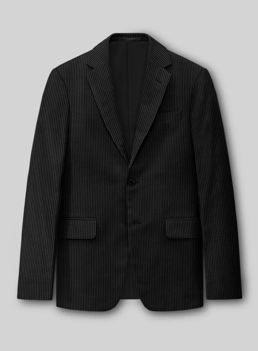 Napolean Slim Stripe Black Wool Jacket