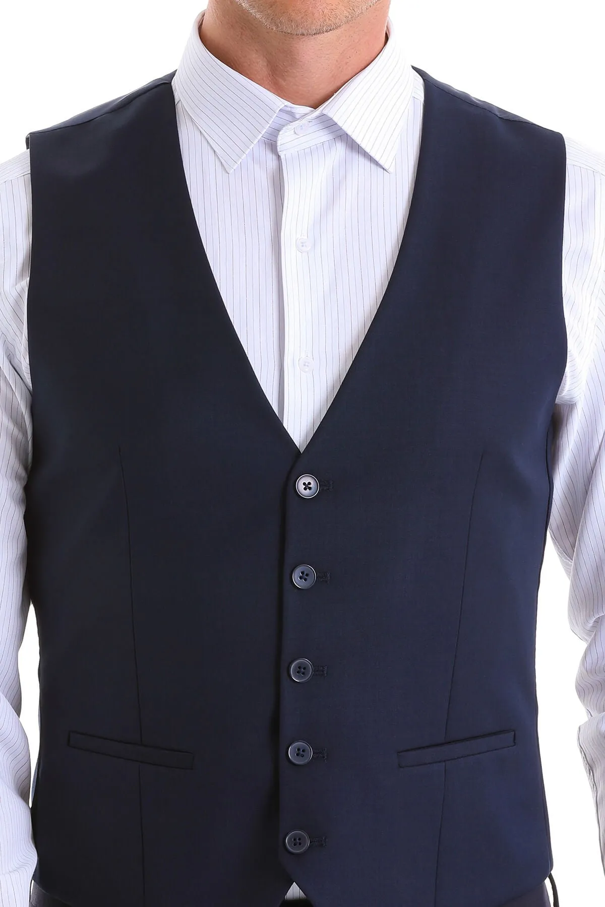 Navy Slim Fit Louis Vest Padded