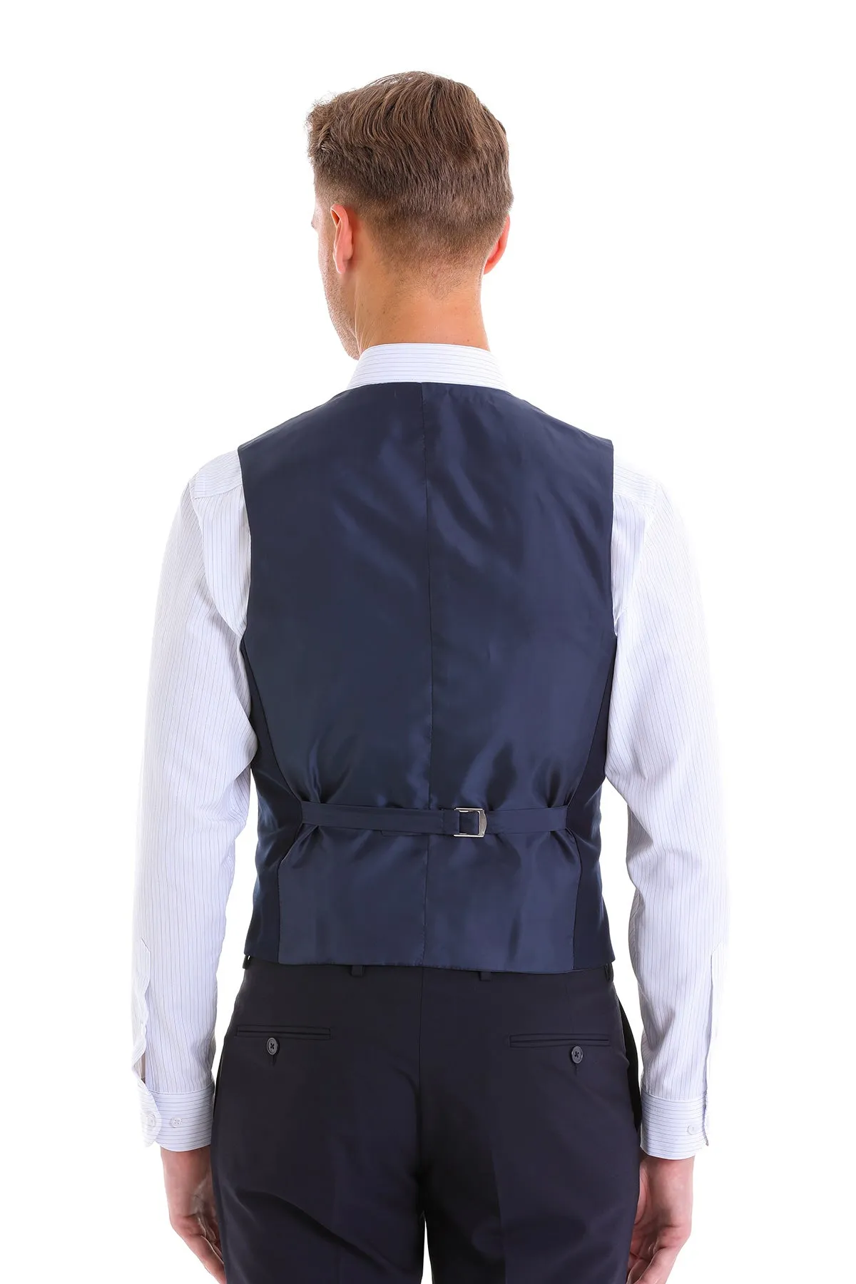 Navy Slim Fit Louis Vest Padded