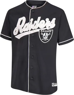 NFL Official Adults Game Day Button Down Baseball Mesh Jersey Shirt - Unisex|Las Vegas Raiders