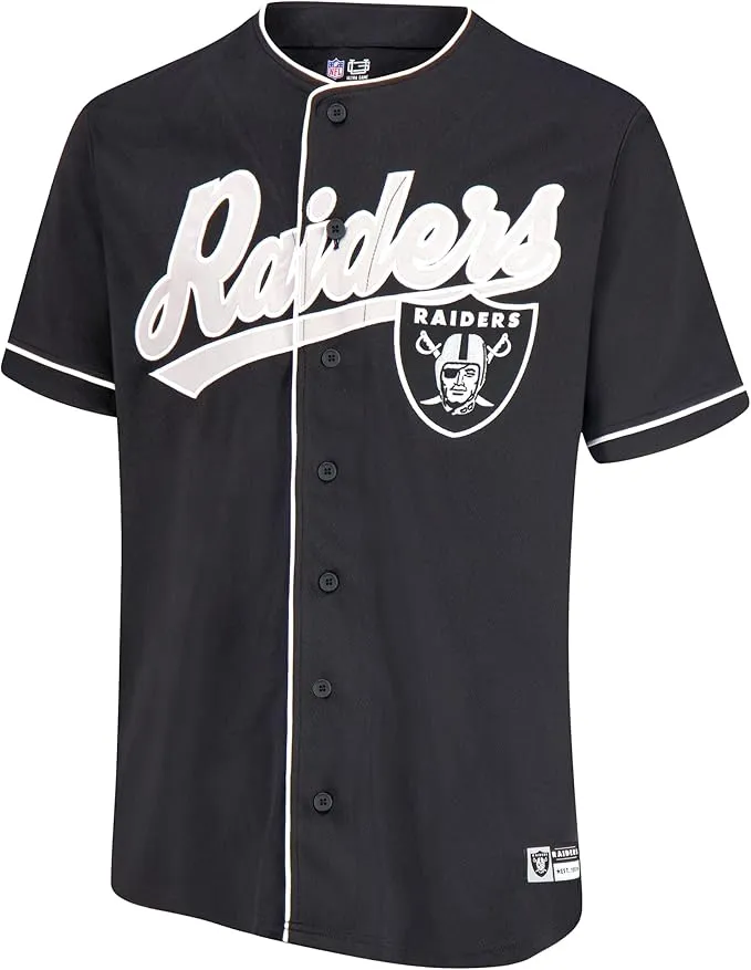 NFL Official Adults Game Day Button Down Baseball Mesh Jersey Shirt - Unisex|Las Vegas Raiders