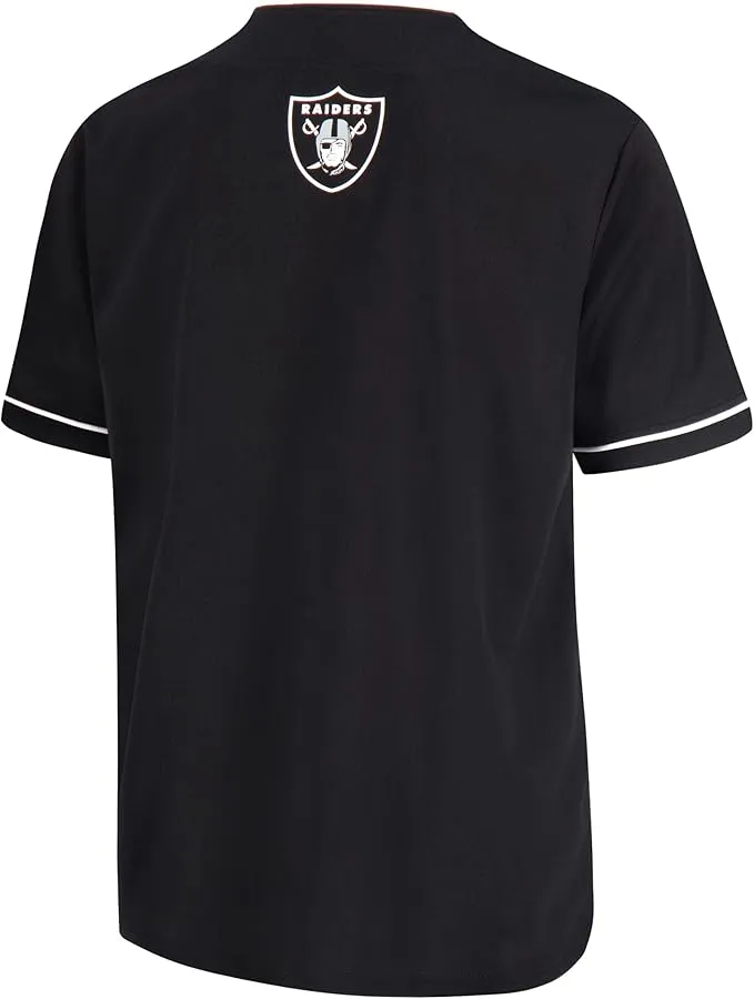 NFL Official Adults Game Day Button Down Baseball Mesh Jersey Shirt - Unisex|Las Vegas Raiders