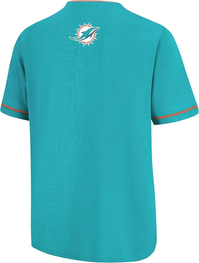 NFL Official Adults Game Day Button Down Baseball Mesh Jersey Shirt - Unisex|Miami Dolphins