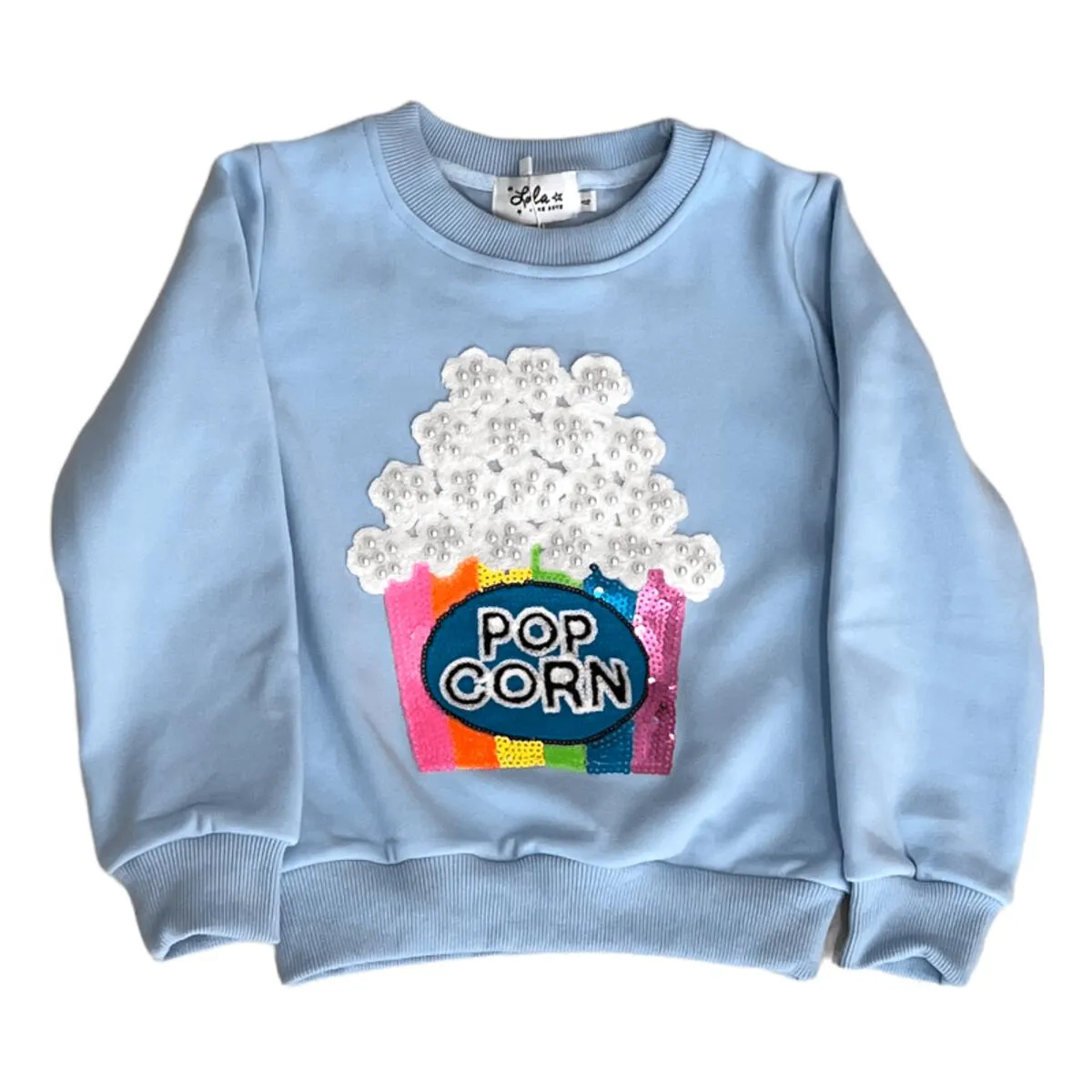 Pearls And Popcorn Sweatshirt- Blue