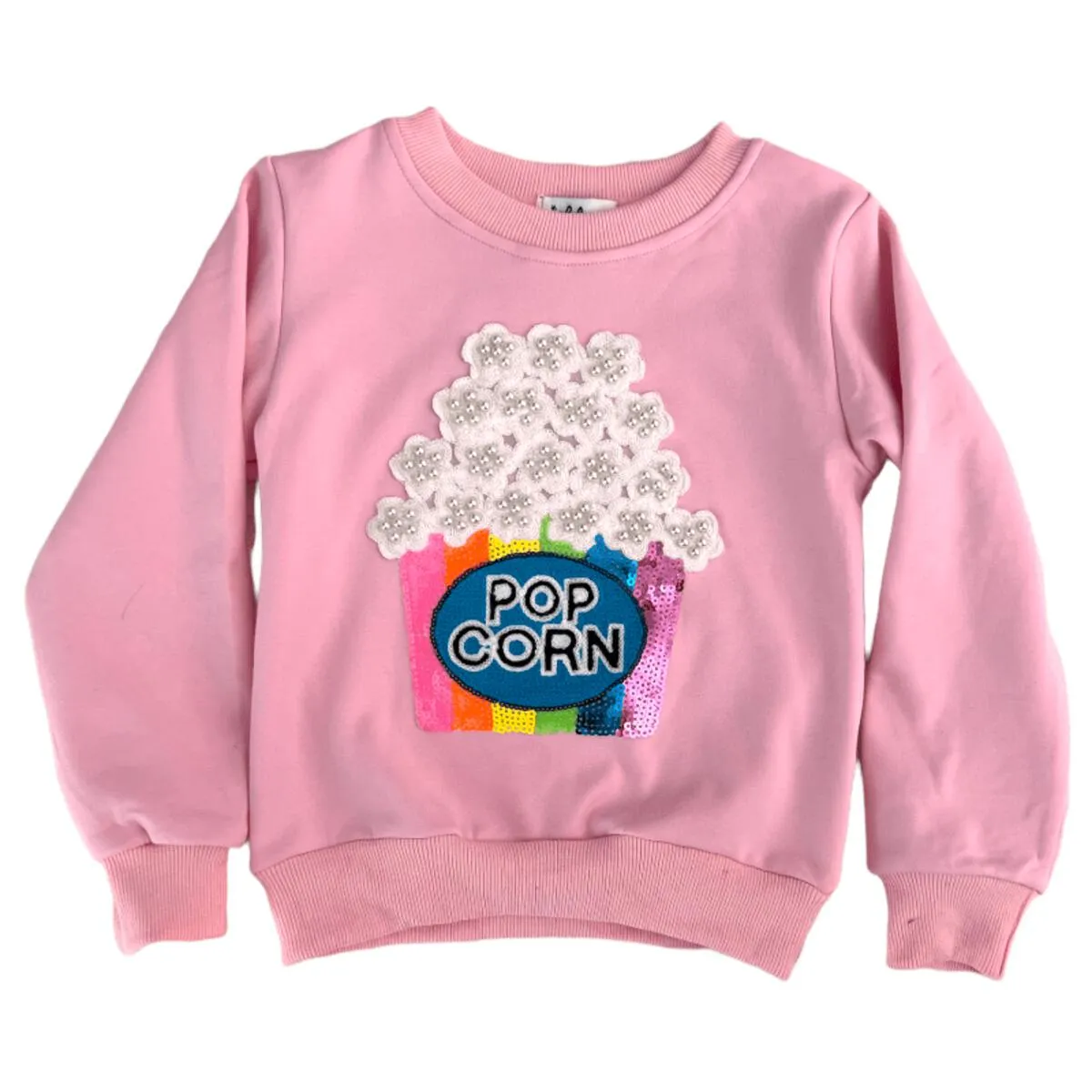 Pearls And Popcorn Sweatshirt- Pink