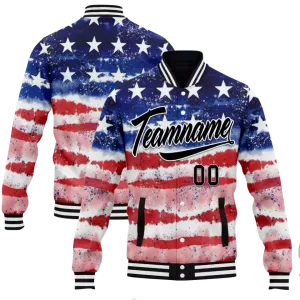 Personalized Flag Jacket, Custom Patriotic Jacket, Casual American Full-Button Jacket