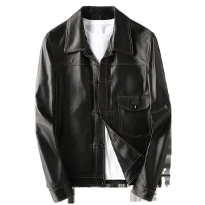 Petyr Genuine Men Sheepskin Leather Coat