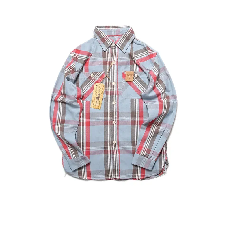 Plaid Flannel Shirt Slim Fit Button Down Check Shirts