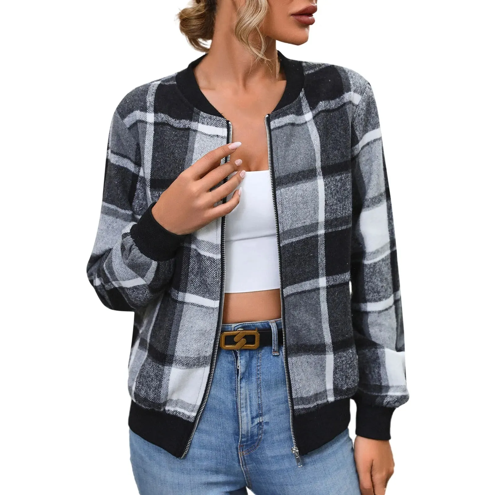 Plaid Stylish Chic Trendy Elegant Fashionable Versatile Classic Comfortable Jacket