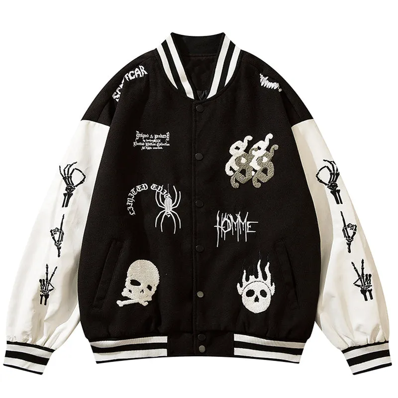 PopFlying High Street Varsity Jacket Skeleton