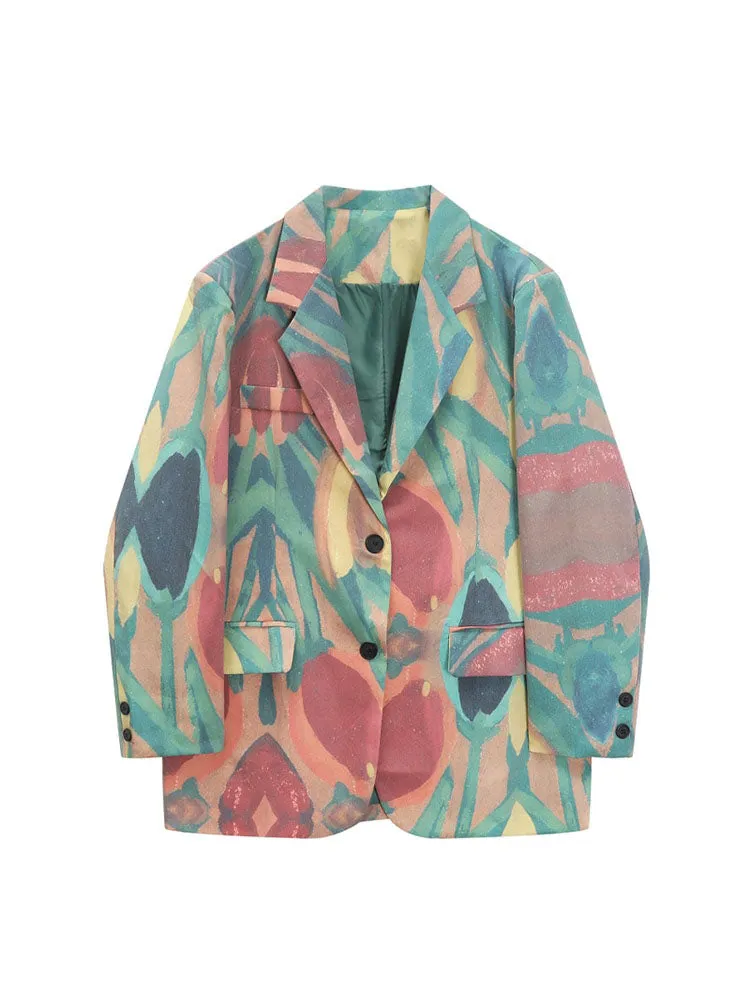 Pre Order:  Elegant Graffiti Print Blazer