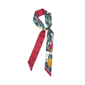 "El Amor" Silk Twilly Neck Bow - Tropical Red & Blue