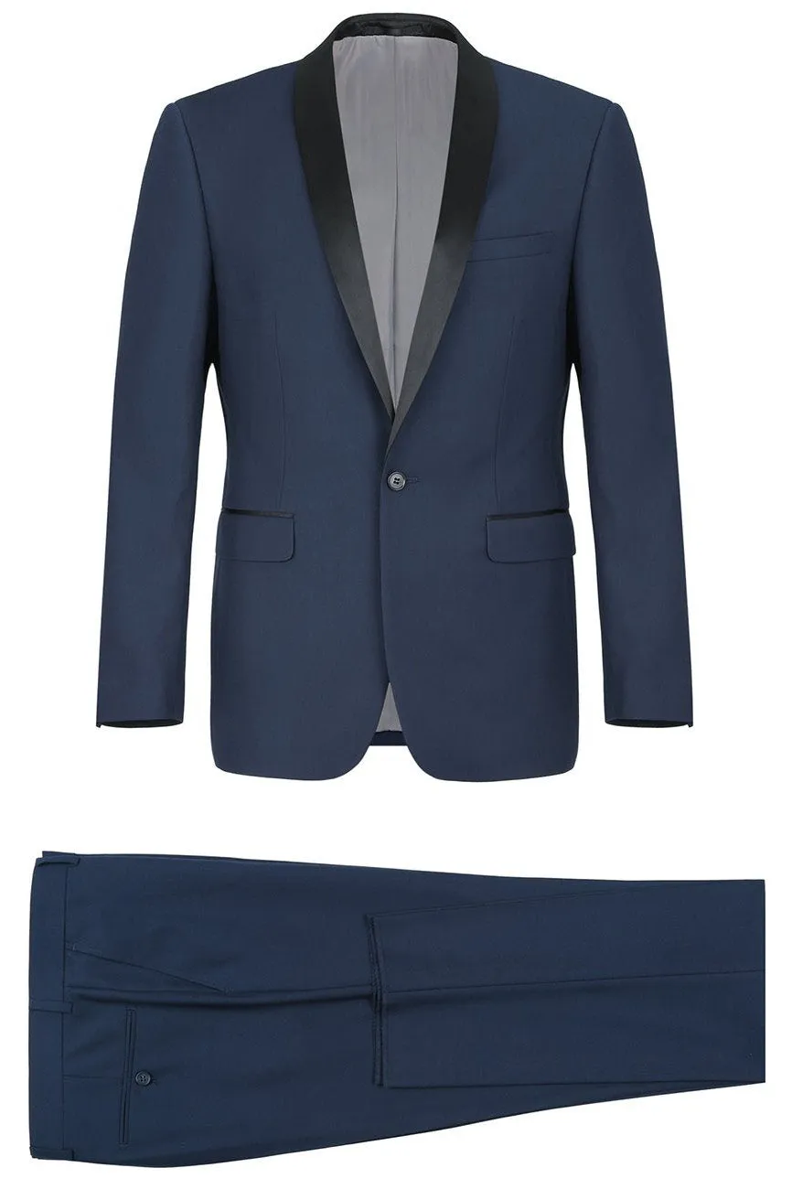 "Paris" Navy 1-Button Shawl Tuxedo (2-Piece Set)