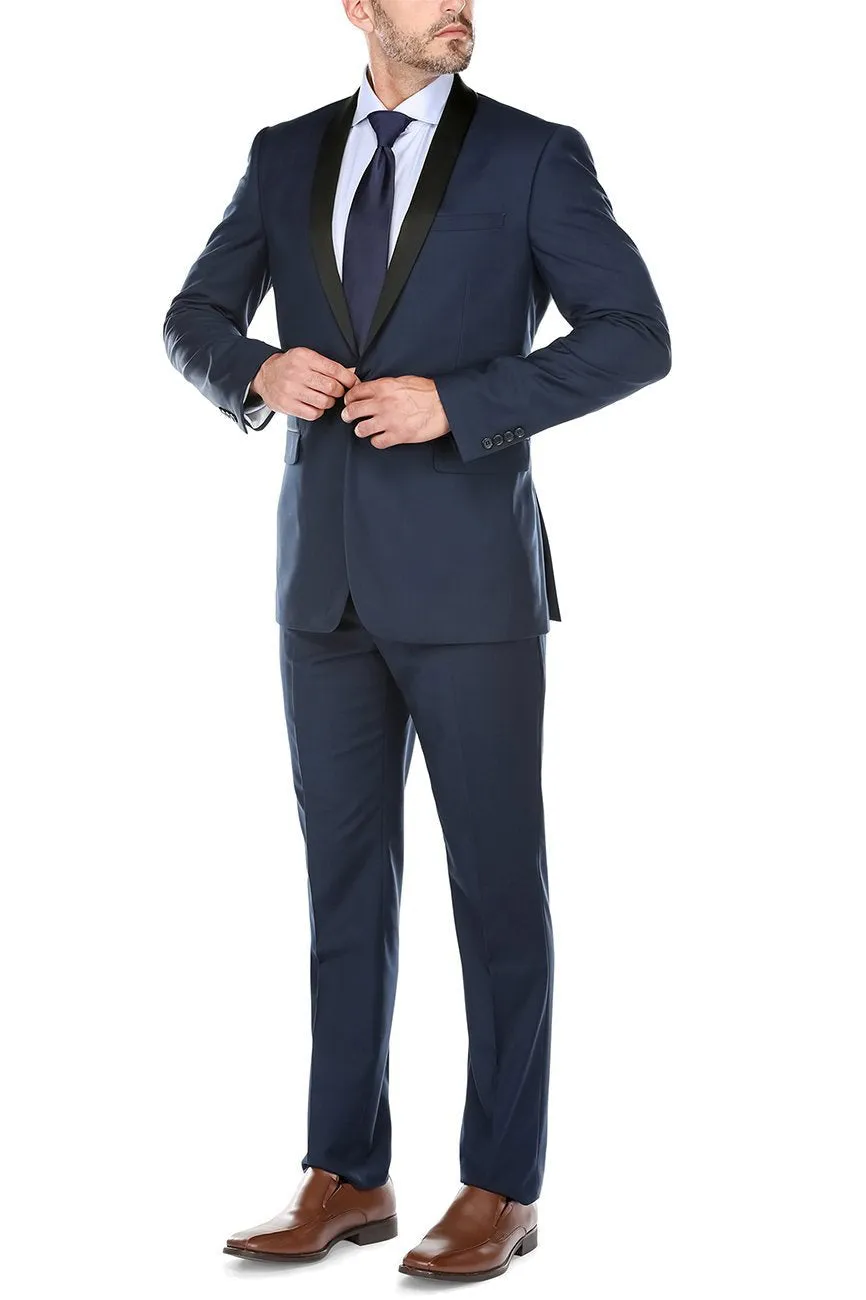 "Paris" Navy 1-Button Shawl Tuxedo (2-Piece Set)