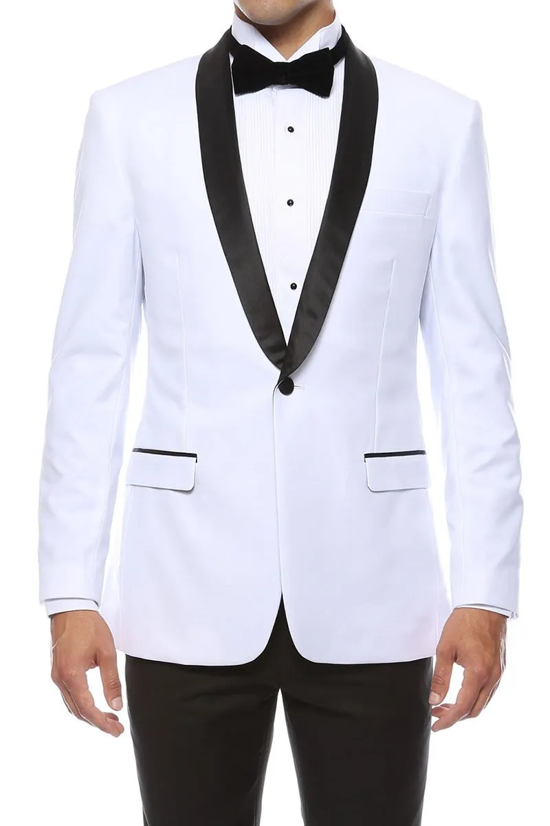 "Reno" White 1-Button Shawl Tuxedo